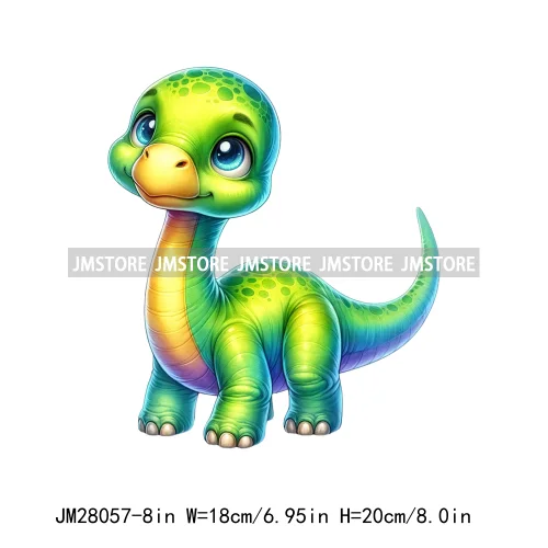 Colorful Dinosaur Baby Animal Thermal Printing Iron On DTF Transfer Stickers Ready To Press For Clothes