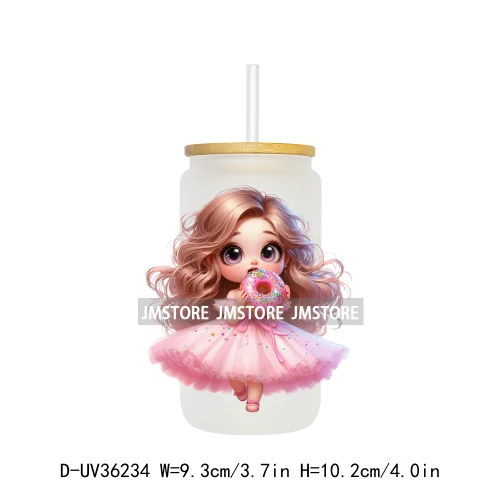 Cute Pink Princess Coquette Bow UV DTF Transfer Stickers Decals Ready To Apply Waterproof For 16OZ Libbey Glass Can Cups Tumbler