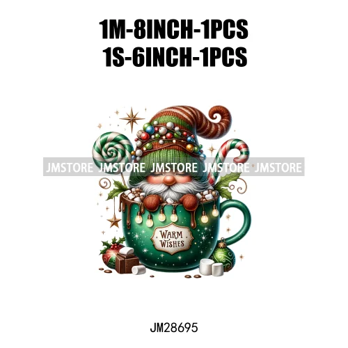 Winter Hot Cocoa Boy Cozy Gnomes Coffee Mug Tis The Season Happy Christmas Iron On DTF Heat Press Transfers Stickers For Clothes