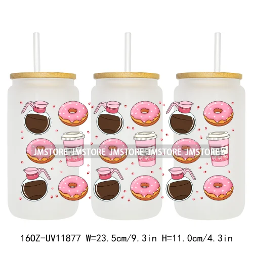 Coquette Bow Pencil 16OZ UV Cup Wrap DTF Transfer Stickers For Libbey Glass Can Cups Tumbler Cherry Heart Love Valentines Day