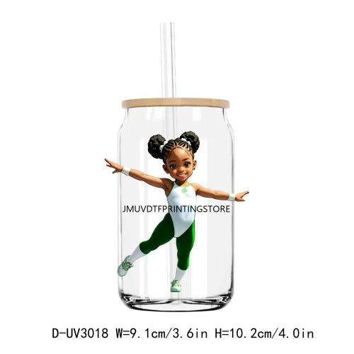 Cheer Leader Afro Black Girls UV DTF Transfers Stickers Decals For Libbey Cold Cups Mugs Tumbler Waterproof DIY Craft