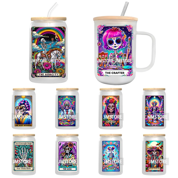 The Crafter Tarot Card UV DTF Transfer Stickers Decals For Libbey Cold Cups Mugs Tumbler Custom Logo Labels Sarcastic Skeleton