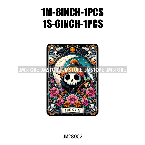 Spooky Halloween Tarot Card Pumpkin Skeleton Ghost Flower Iron On DTF Transfers Stickers Ready To Press For Sweatshirt Bags