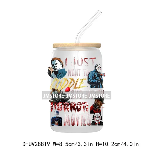 Thug Life Horror Movie Scary Halloween UV DTF Transfer Stickers Decals For Libbey Cold Cups Mugs Tumbler Coquette Bow Friends