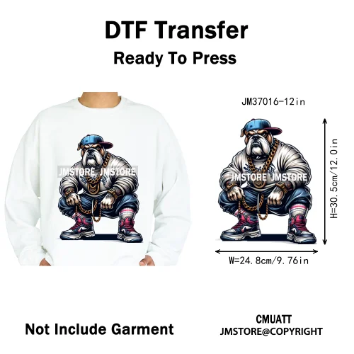 12in Graffiti Gangster Hip Hop Gorilla Life Is Better With Bulldog Iron on DTF Heat Transfer Sticker Ready to Press for Hoodies