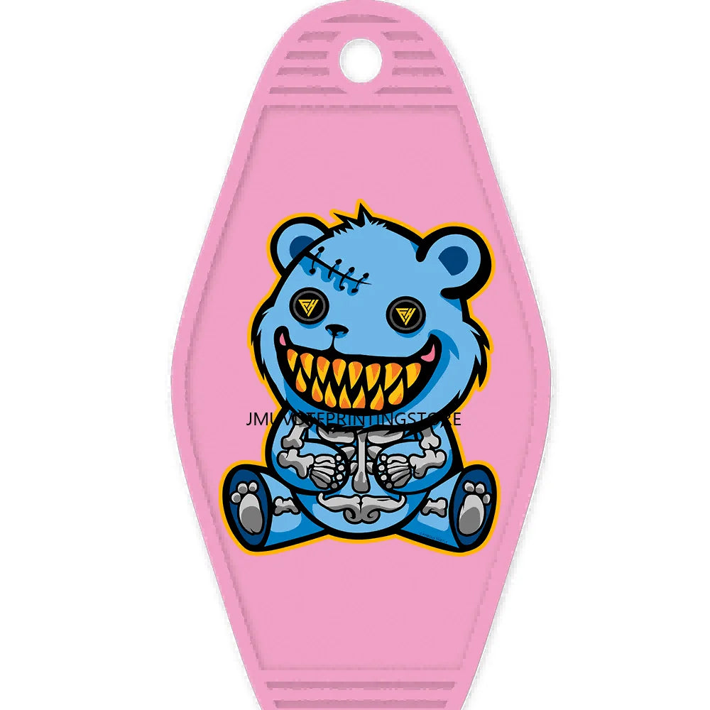 Self Made Bears High Quality WaterProof UV DTF Sticker For Motel Hotel Keychain Heartless Teddy Bear King Broken Heart