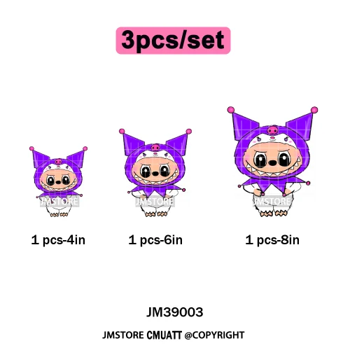 Colorful Monster Keychain Doll Character Designs Iron on DTF Washable Heat Transfers Stickers Ready to Press for T-shrits Bags