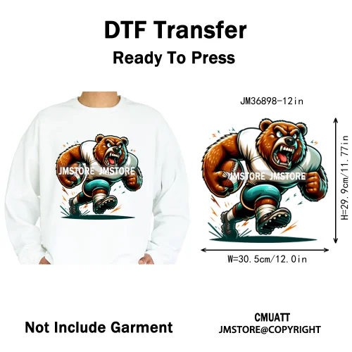 12in Colorful Graffiti Urban Stree Vibes Fearless Gangster Bear Washable Iron on DTF Transfer Sticker Ready to Press for Clothes
