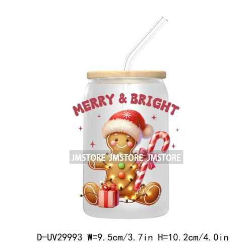 Christmas Cookie Baking Crew Gingerbread Man UV DTF Transfer Sticker Decal For Libbey Cold Cup Mug Tumbler Jesus Christmas Cross