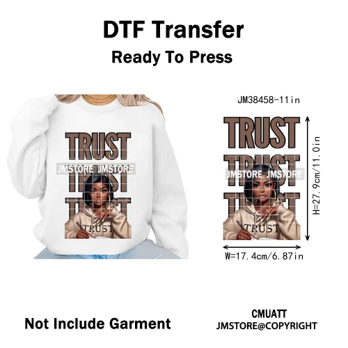 Pray Jesus Faith Trust Black Woman Religious Blessed Thermal Designs Iron on DTF Transfers Stickers Ready to Press for Clothes