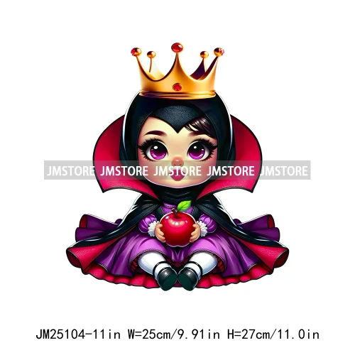 Cartoon Washable Halloween Princess Evil Queen Girls Printing Designs DTF Iron On Transfers Stickers Ready To Press For Textil