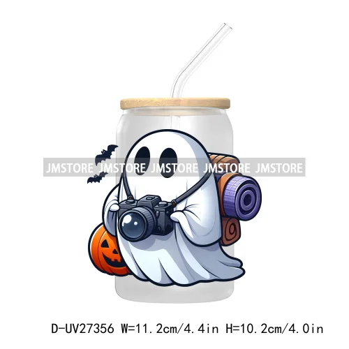 Funny Witch Ghosts Halloween Bat UV DTF Transfer Stickers Decals For Libbey Cold Cups Mugs Tumbler Waterproof Craft Spooky Vibes