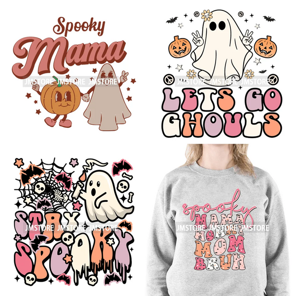 Cute Mama Babe Stay Spooky Let's Go Ghouls Halloween Season Designs DTF Iron On Transfers Stickers Ready To Press For Clothes