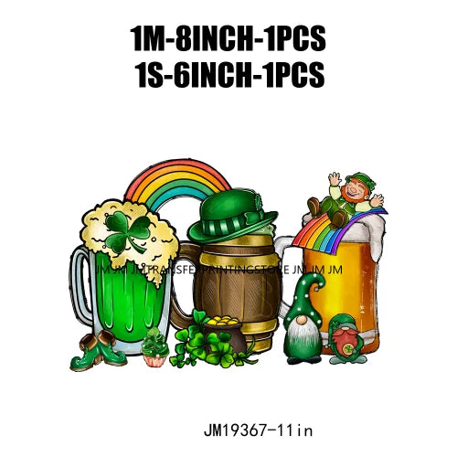 Shamrock Crusher Sassy litt lassie St Patricks Day Coffee Rainbow Gnomies Logos DTF Transfer Stickers Ready To Press For Hoodies