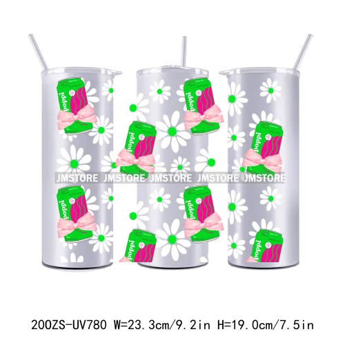 New Floral Soda Can Flowers Coquette Drinks 20OZ UV DTF Skinny Tumbler Wrap Transfer Stickers Waterproof Custom Logo For Tumbler