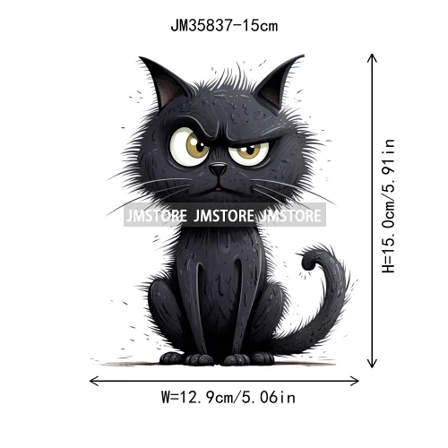 15cm 5.9in Kid Halloween Black Cat Iron On Heat Transfer Sticker For Clothes DTF Printed Vinyl Thermal Appliques Washable Decal
