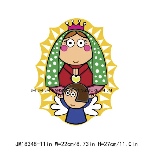 Virgencita Birgen De Guadalupe Nuestra Senora De Guadalupe  Floral Mexican Virgen Our Lady Mary DTF Transfer Sticker For Hoodies