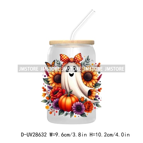 Happy Fall Autumn Pumpkins Season UV DTF Transfer Stickers Decals For Libbey Cold Cups Mugs Tumbler Waterproof Labels Boho Ghost