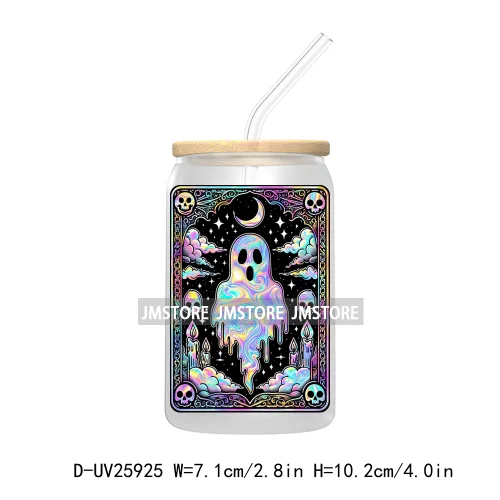 Spooky Skull Halloween Tarot Card UV DTF Transfer Stickers Decals For Libbey Cold Cups Mugs Durable Waterproof Custom Logo Label