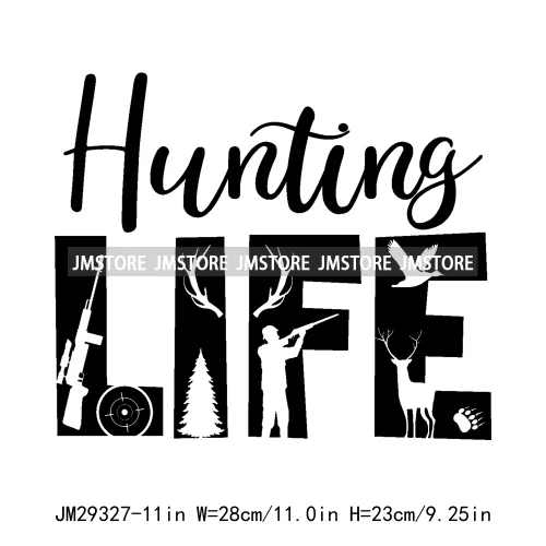 Hunting Club Life Season Hunter Deer Duck Ready Aim Printing Iron On DTF Transfers Stickers Ready To Press For Sweatshirt Bags