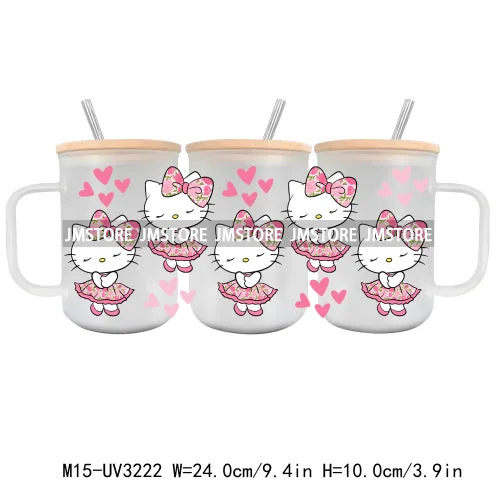 Horror Valentine Cartoon Couple UV DTF Sticker For 15OZ Mug Libbey Glass Cup Can Wrap Transfer Stickers Custom Labels DIY Logo