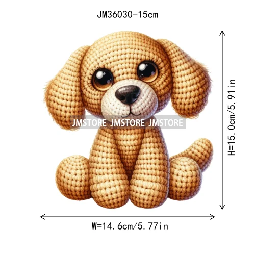 15cm 5.9in Colorful Cute Needle Hook Animal Iron On DTF Heat Transfer Sticker For Clothes Print Vinyl Washable T-Shirt Appliques