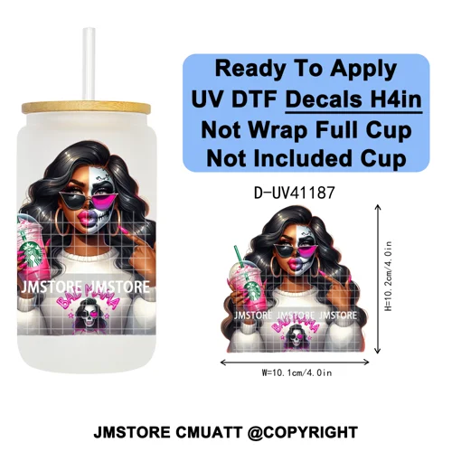 Bad Mama Killers Mom Halloween UV DTF Decals Ready To Apply Waterproof Transfer Stickers DIY Crafts For 16OZ Libbey Glass Can