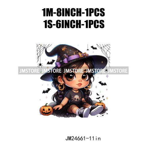 Custom Halloween Spooky Witch Latina Baby Girls Iron On Decals Hispanic Princess DTF Heat Press Transfers Stickers For Hoodies