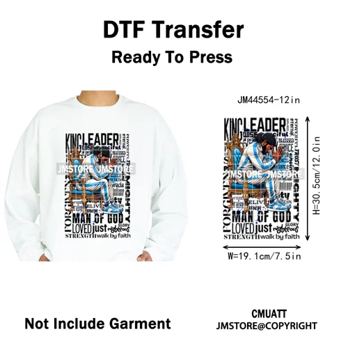 Bible Inspirational Quotes Black Prayer Men of God Religious Iron on Washable DTF Transfers Stickers Ready to Press for Textiles