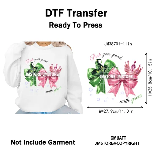 Magic Musical Movies Bad Good Witches Team Pink Green Coquette Iron on DTF Heat Transfers Stickers Ready to Press for T-shirts