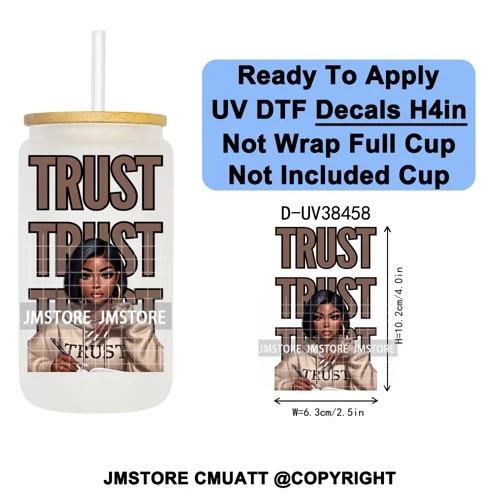 Black Girl Praying Faith Religious Women UV DTF Transfer Stickers Decals Ready To Apply Waterproof For 16OZ Libbey Glass Can Cup