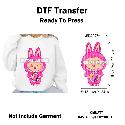 New Cartoon Doll Character With Mexican Food Iron on DTF Washable Heat Transfers Stickers Ready to Press for Textile Bags