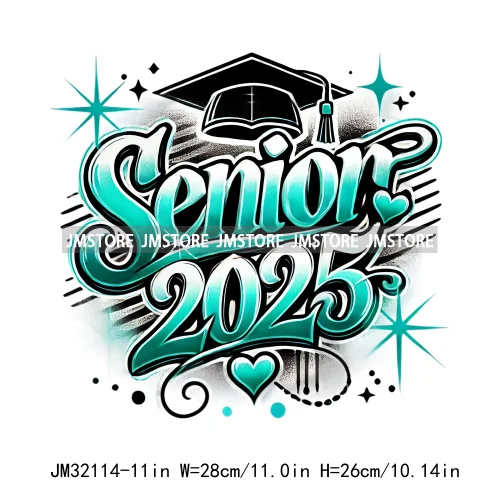 Fashion Senior 2025 Proud Graduate High School Spirit Iron On DTF Transfers Stickers Ready To Press For Sweatshirts Bags