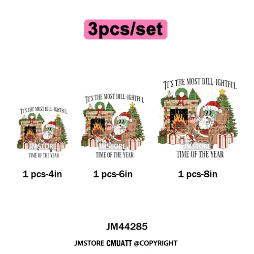 Merry Pickles Christmas Xmas Cucumber Holiday Santa Iron on Washable DTF Heat Transfer Stickers Ready to Press for T-shirts Bags