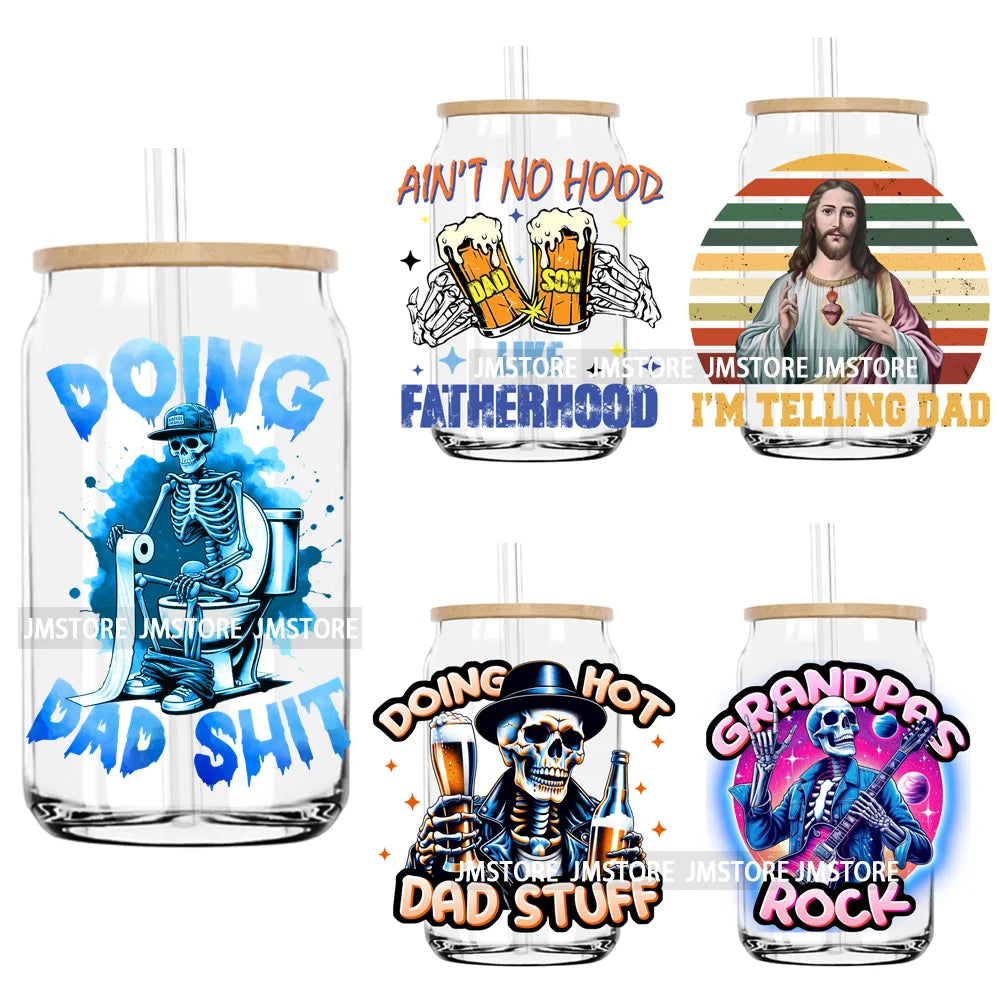 Doing Hot Dad Stuff Beer Bod Skeleton UV DTF Transfer Stickers Decals For Libbey Cold Cup Mugs Tumbler Waterproof DIY Craft Logo