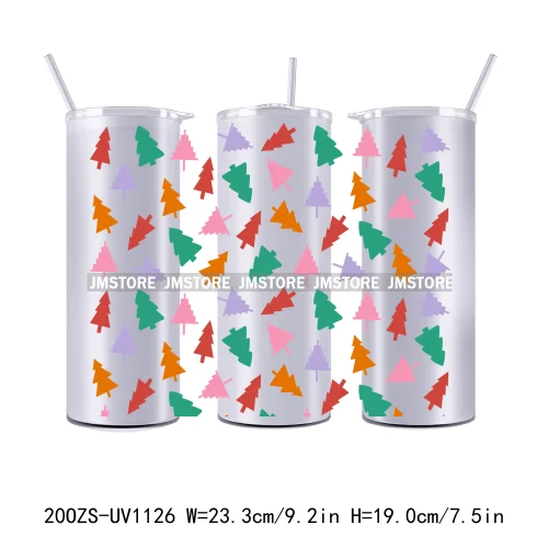 Christmas Gingerbread Reindeer 20OZ Tumbler Wraps Ready To Ship UV DTF Transfer Stickers Waterproof Prints For Skinny Tumbler