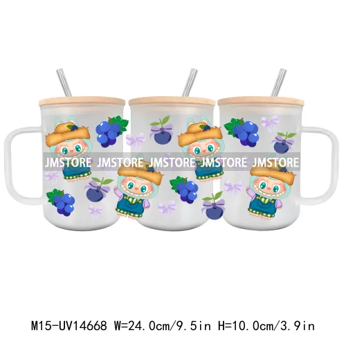 Cartoon Monsters Doll 15OZ Glass Mug UV DTF Cup Wrap Ready To Apply Waterproof High Quality Custom Prints For Mugs Cup Tumbler