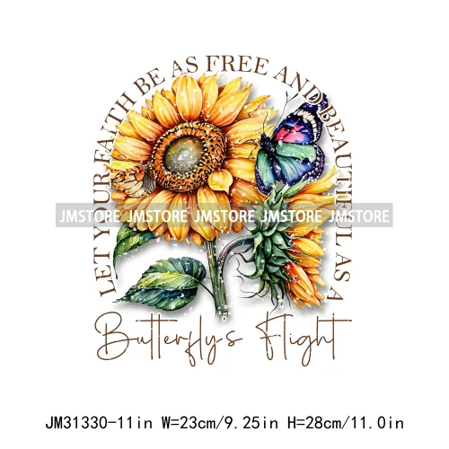 Floral Religious Sayings God Bible Verse Blessed Faith Inspirational Iron On DTF Transfers Stickers Ready To Press For Hoodies