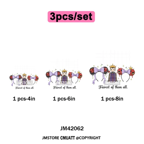 Movie Cartoon Character Coquette Kids Love Girly Halloween Iron on DTF Washable Transfers Stickers Ready to Press for Clothing