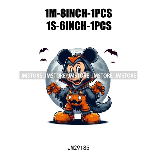 Cartoon Halloween Scary Cute Horror Characters Pumpkin Fall Vibes DTF Iron On Transfers Stickers Ready To Press For Clothing