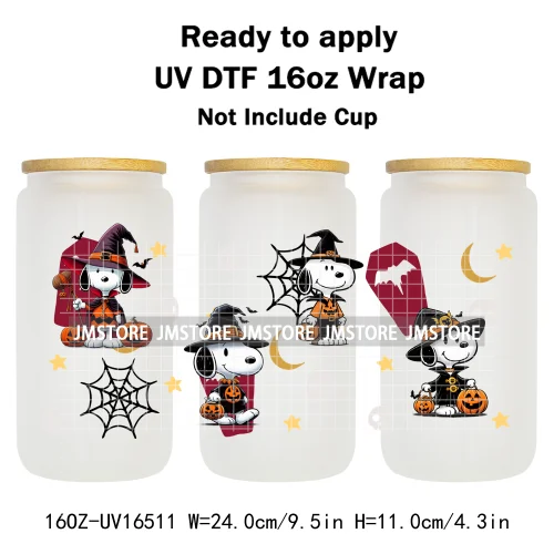 Halloween Witch Cartoon Skulls Boo Ghouls UV DTF Stickers Ready To Transfer Cup Wrap Custom Labels For Libbey Can Glass Tumbler