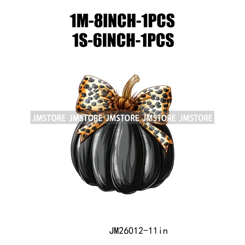 Colorful Gothic Girly Halloween Black Pumpkin Coquette Bow Decasl DTF Iron On Transfers Stickers Ready To Press For T-shirt Bags