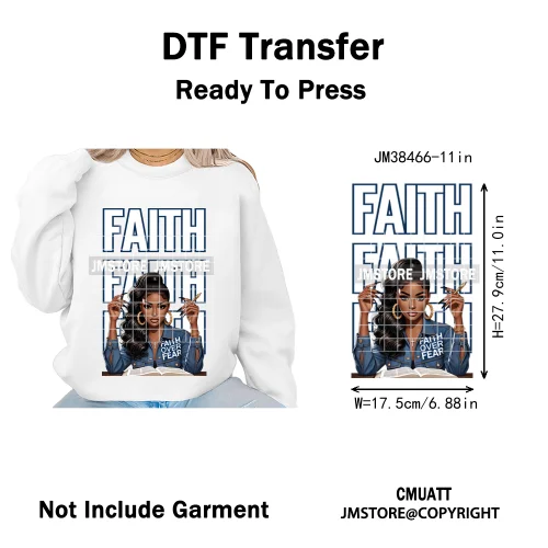 Pray Jesus Faith Trust Black Woman Religious Blessed Thermal Designs Iron on DTF Transfers Stickers Ready to Press for Clothes