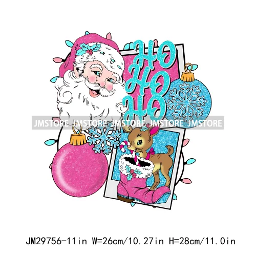 Small Town Fram Fresh Tree Christmas Merry Vibes Ho Ho Ho Santa Deer Iron On DTF Transfers Stickers Ready To Press For Hoodies