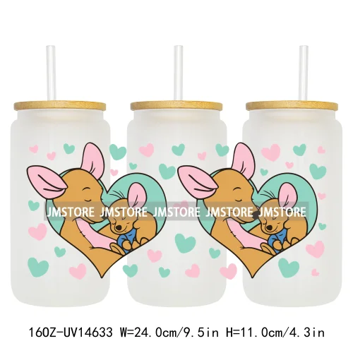 Coquette Mama Mini Cartoon Family 16OZ UV DTF Cup Wraps Ready To Apply Waterproof Transfer Stickers For Libbey Glass Can Tumbler