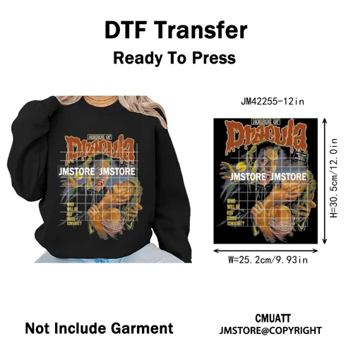 Horror Characters Halftone Movie Shows Scary Halloween Vibes Iron on DTF Washable Transfers Stickers Ready to Press for Clothing