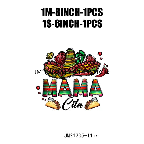 Let's Fiesta Love Mexico Cinco De Mayo La Mama Chingona Design Decals Mamacita Pinata Gnomizes DTF Transfer Stickers For T-shirt