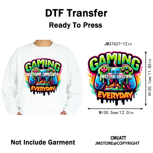 12in Old School Rap Hip Hop Music King Gaming Urban Vibes Graffiti Iron on DTF Heat Transfer Stickers Ready to Press for T-shirt
