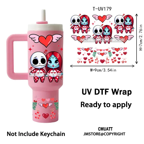 Spooky Cartoon Characters Valentines Horror UV DTF Wraps Ready To Apply Transfer Stickers Waterproof For Mini Tumbler Keychain