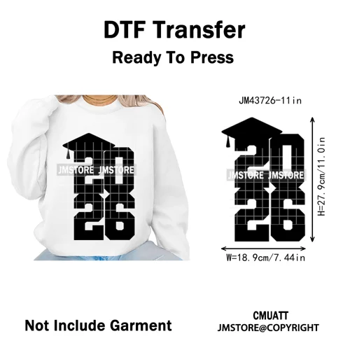 High School Senior Year Class of 2026 My First Last Day Iron on Washable DTF Heat Transfers Stickers Ready to Press for Hoodies